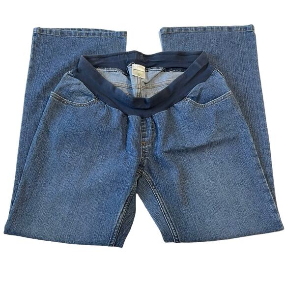Motherhood Maternity Jeans Petite Medium Stretch Bootcut Below Belly Band Denim - Picture 3 of 12